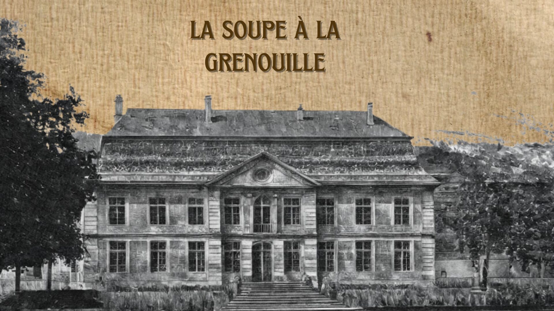 image en noir et blanc du château de l'Isle avec effet feuille vieillie